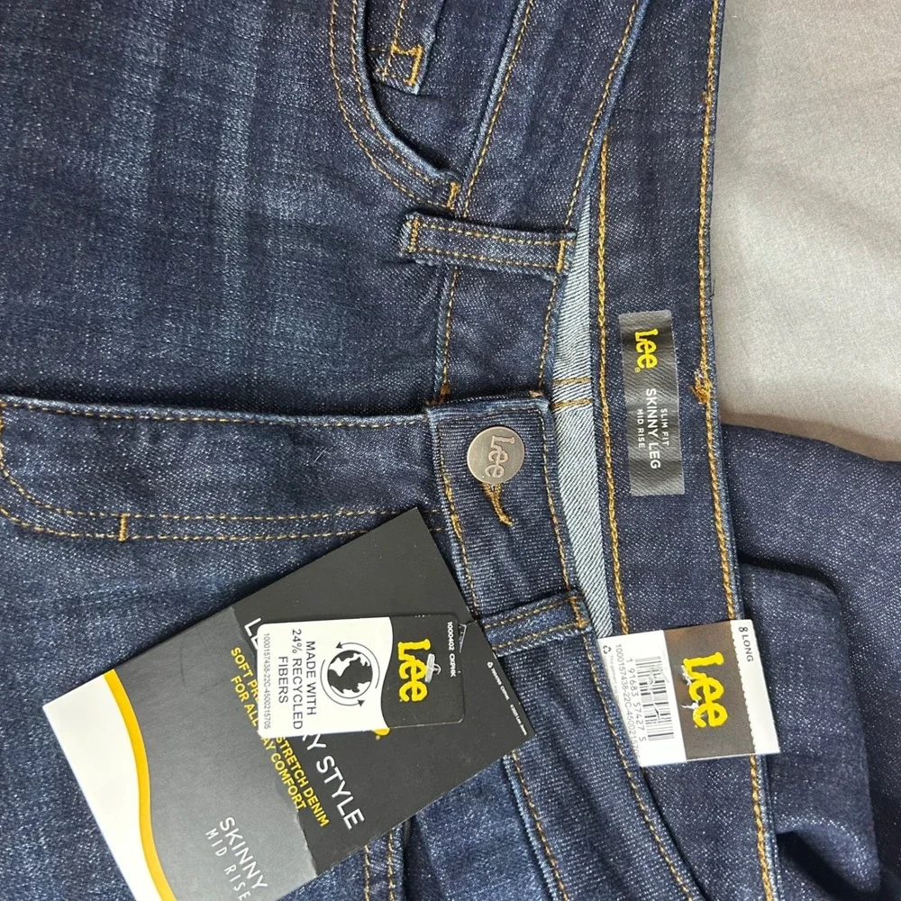 Lee Womens Legendary Skinny Mid Rise Jeans‎ Dark Wash Blue 8 Long 1000157438-22C